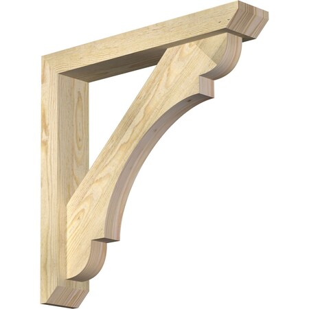 Ekena Millwork Olympic Slat Rough Sawn Bracket w/ Offset Brace, Douglas Fir, 4"W x 22"D x 22"H BKT0402X22X22OLY06RDF